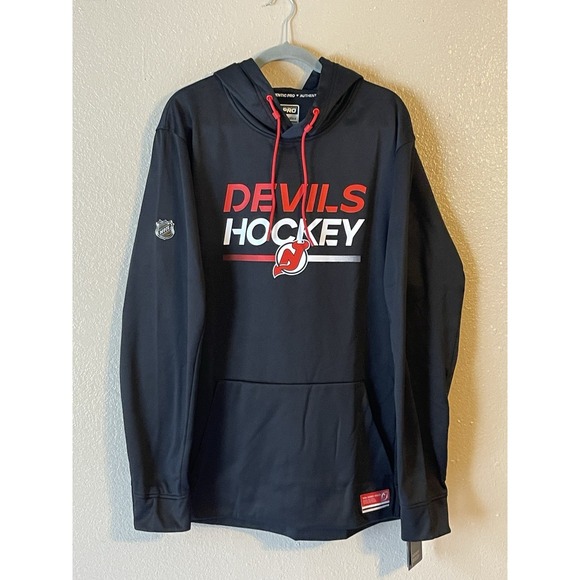 Men's 2XL NWT New Jersey Devils Fanatics Authentic Pro Pullover Hoodie Black
